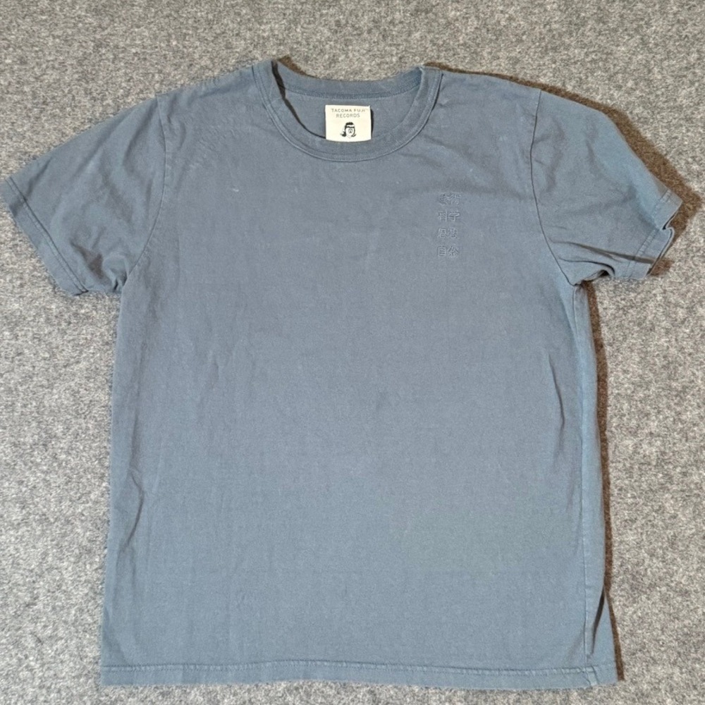 Tacoma Fuji Records Mens Blue Kanji Embroidered Cotton T-Shirt Size M Japan Made - Picture 1 of 8
